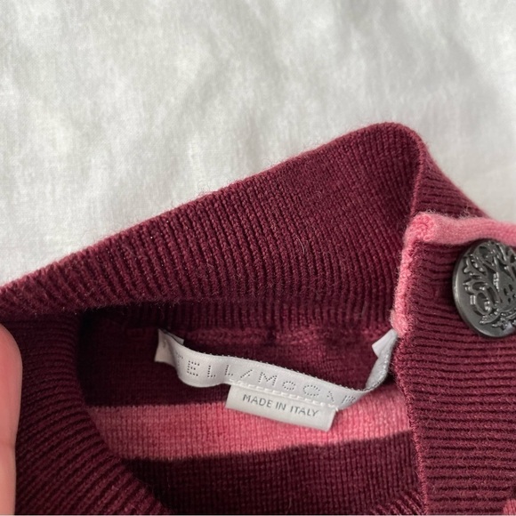 STELLA McCARTNEY size 36/us 4 mock Turtleneck Sweater Maroon Striped 100% Wool - Picture 3 of 7